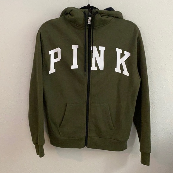PINK Victoria's Secret Jackets & Blazers - PINK fur lined zip up jacket